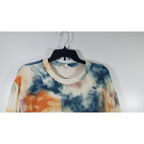 June & Hudson Blue Orange Tie Dye Cropped Lightweight Sweater size L - Picture 3 of 11
